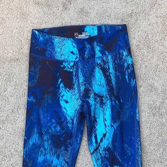 Under Armour Heat Gear Compression Blue Full Length Running Leggings Womens XS - Picture 2 of 6